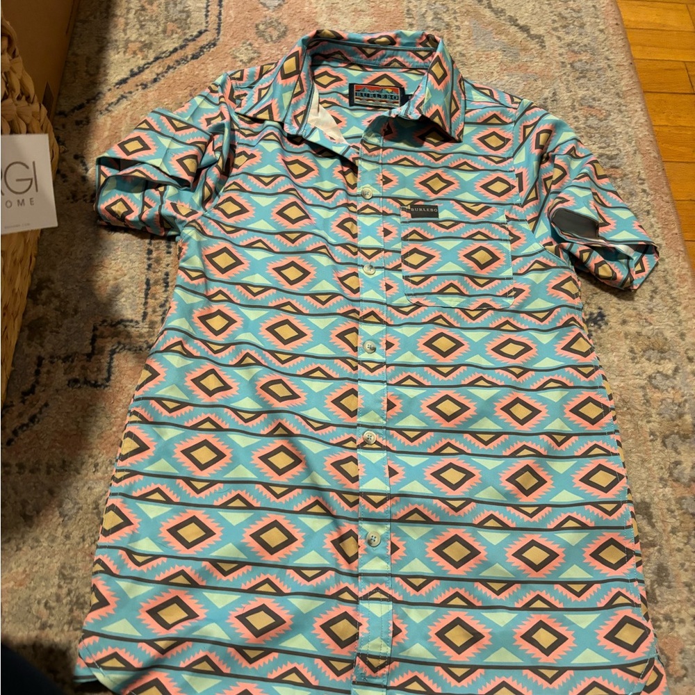 Geometric Patterned Shirt - Blue and Pink